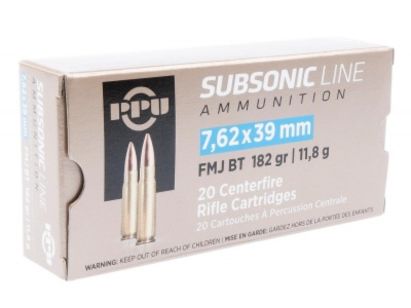 7,62х39 PPU FMJ 11,8г Subsonic 7,62х39 PPU FMJ 11,8г Subsonic