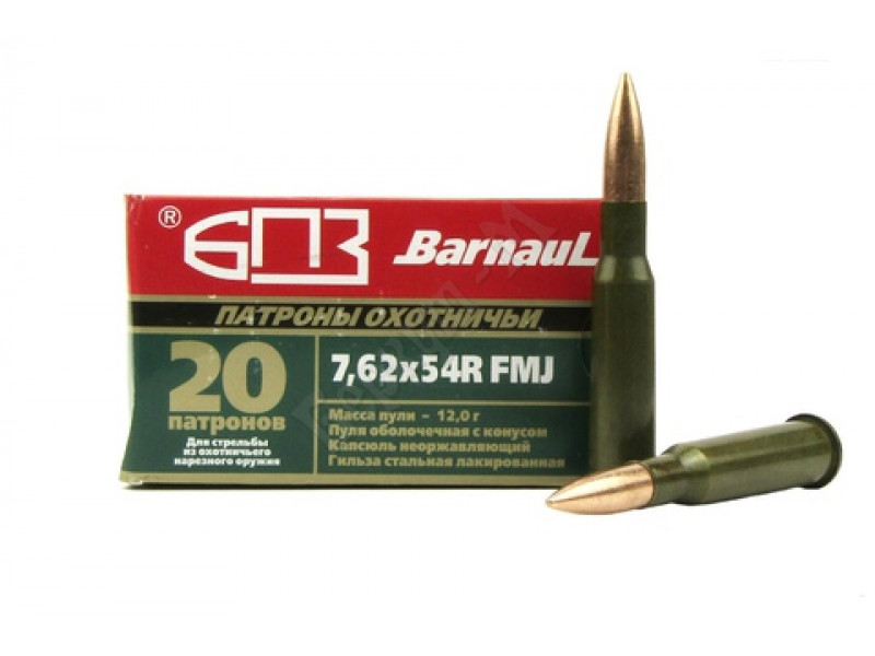 7,62х54 БПЗ FMJ 12,0г лак. (20шт) 7,62х54 БПЗ FMJ 12,0г лак. (20шт)